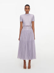 Lilac rhinestone midi dress