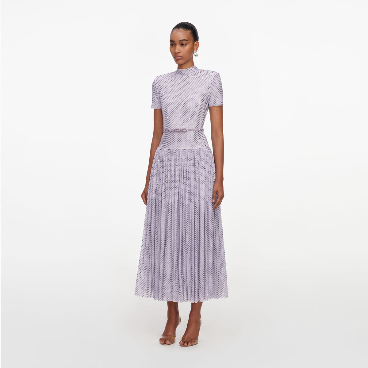 Lilac rhinestone midi dress