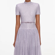 Lilac rhinestone midi dress