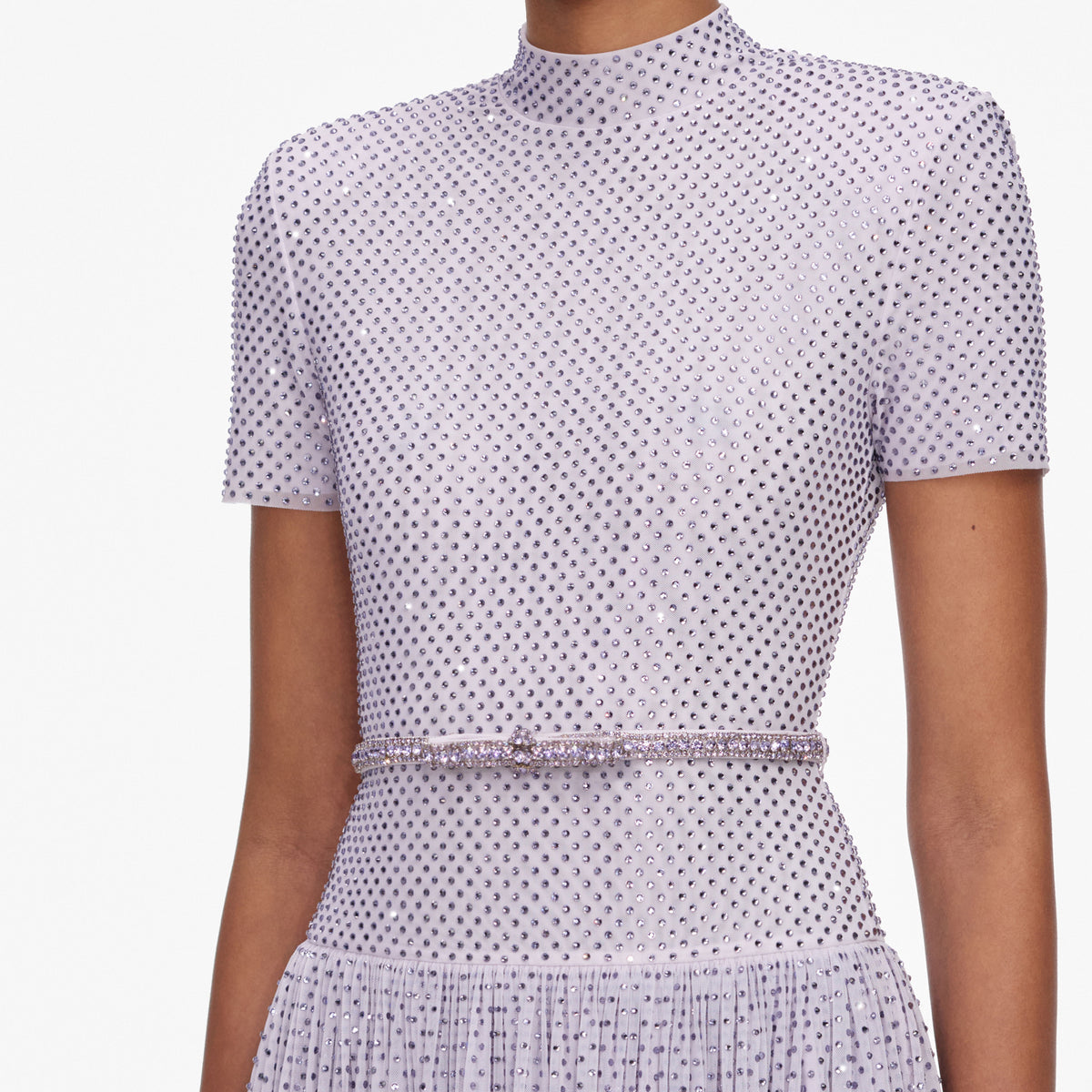 Lilac rhinestone midi dress