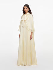 Yellow tie neck cape maxi dress