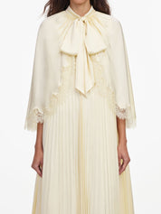 Yellow tie neck cape maxi dress