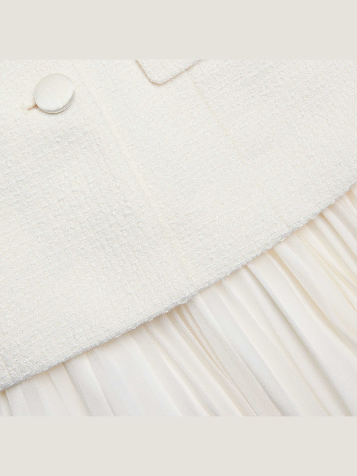 Cream boucle shawl collared midi dress