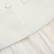 Cream boucle shawl collared midi dress