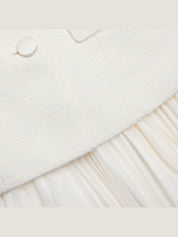 Cream boucle shawl collared midi dress
