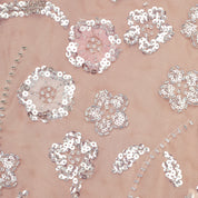 Pink flower sequin embellished midi dress