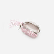 Pink oval crystal chain clutch bag