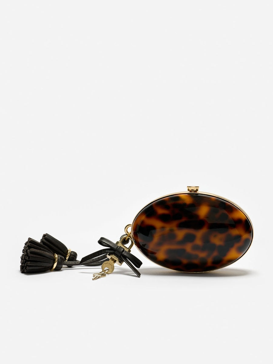 Brown resin oval clutch