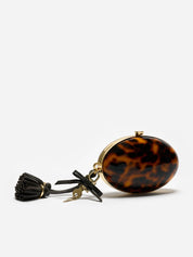 Brown resin oval clutch