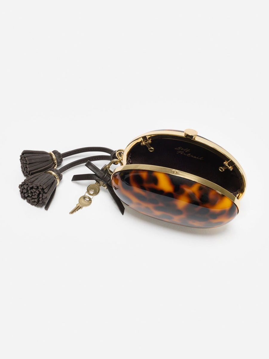 Brown resin oval clutch