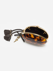 Brown resin oval clutch