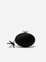 Black satin oval clutch