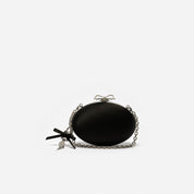 Black satin oval clutch