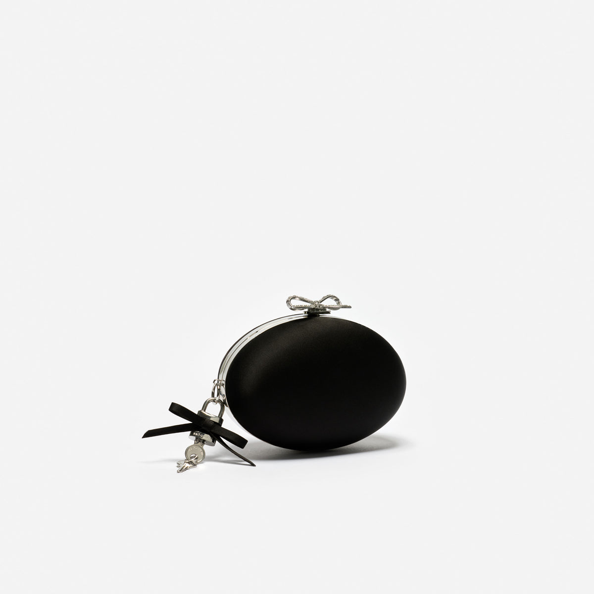Black satin oval clutch