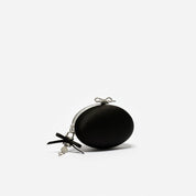 Black satin oval clutch