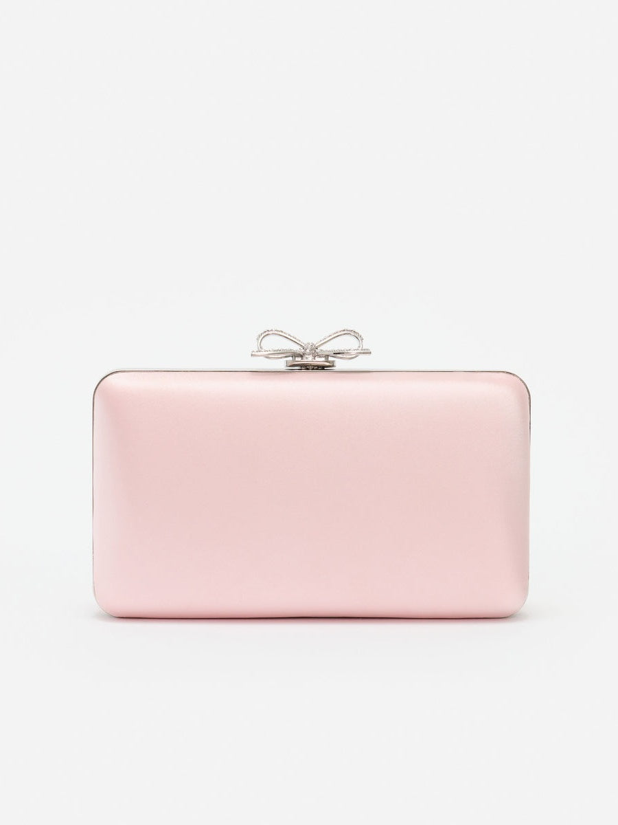 Pink satin clutch bag