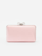 Pink satin clutch bag
