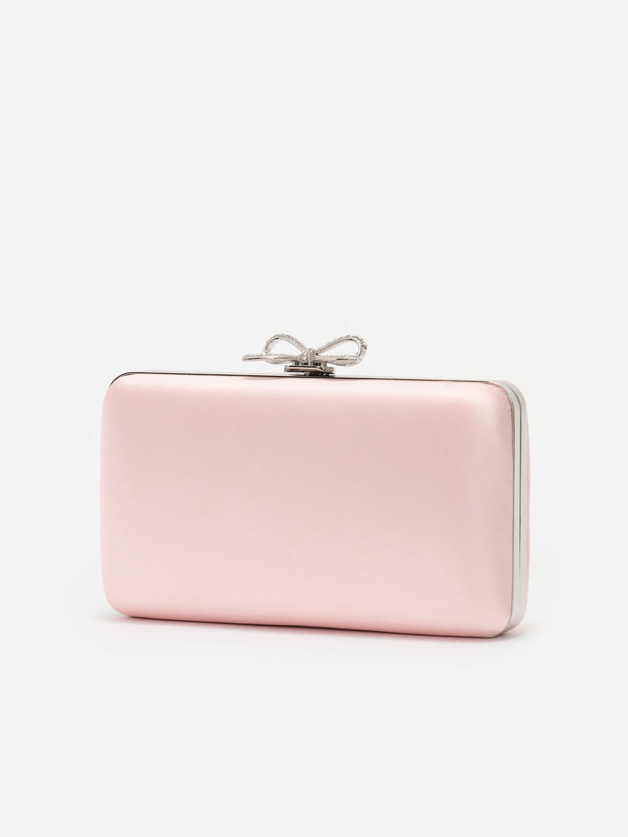 Pink satin clutch bag
