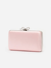 Pink satin clutch bag
