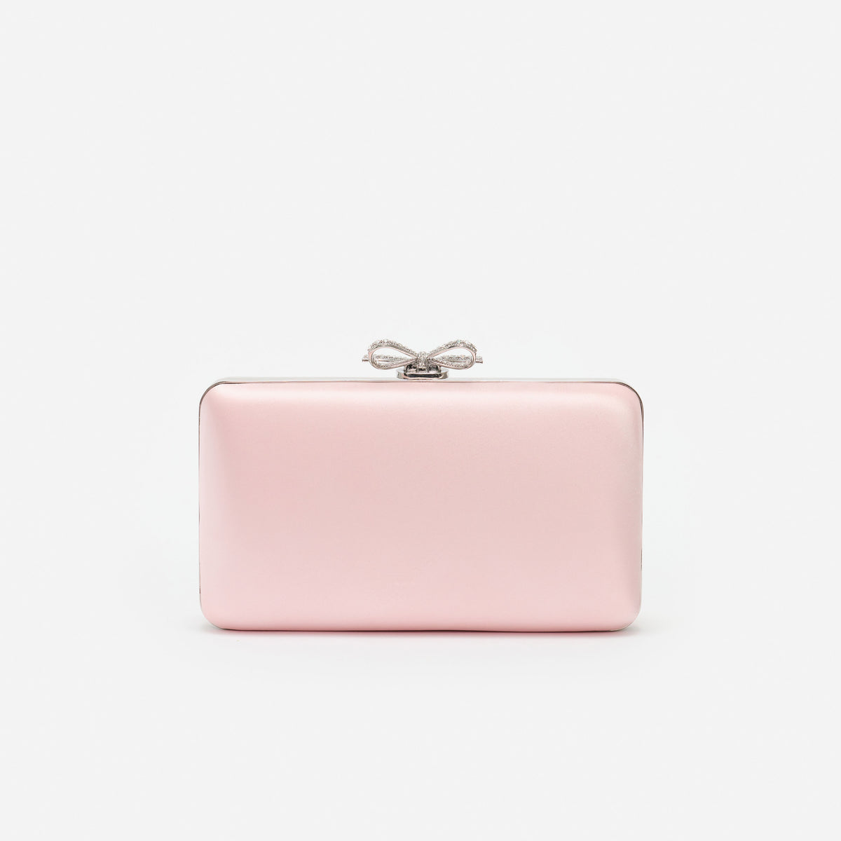 Pink satin clutch bag