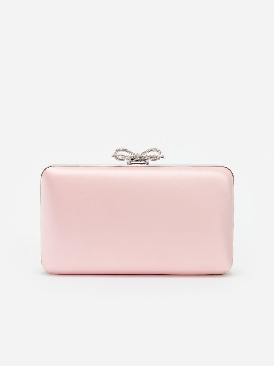 Pink satin clutch bag