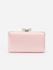 Pink satin clutch bag