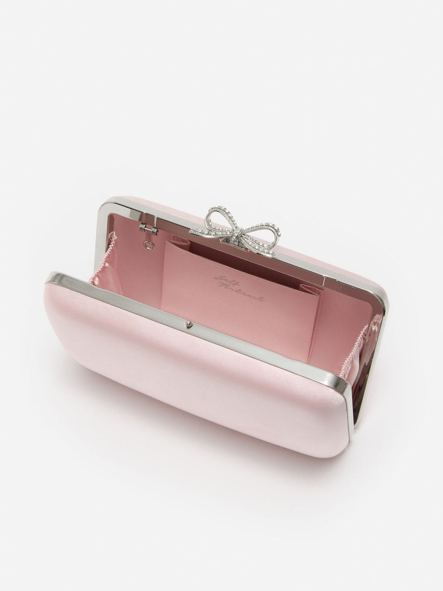 Pink satin clutch bag