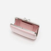 Pink satin clutch bag