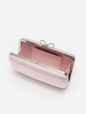 Pink satin clutch bag