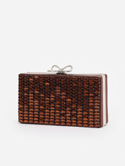 Brown chainmail clutch bag