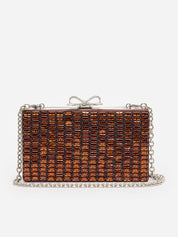 Brown chainmail clutch bag