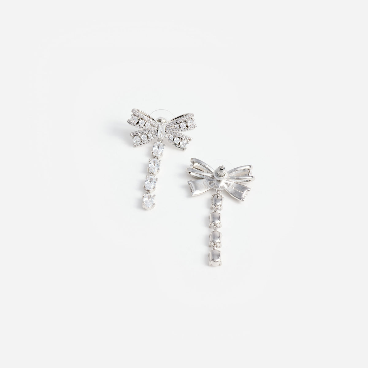 Crystal bow droplet earrings