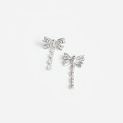 Crystal bow droplet earrings