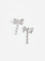 Crystal bow droplet earrings