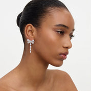 Crystal bow droplet earrings