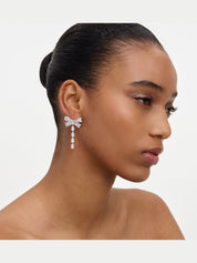 Crystal bow droplet earrings