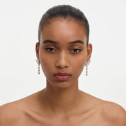 Crystal bow droplet earrings