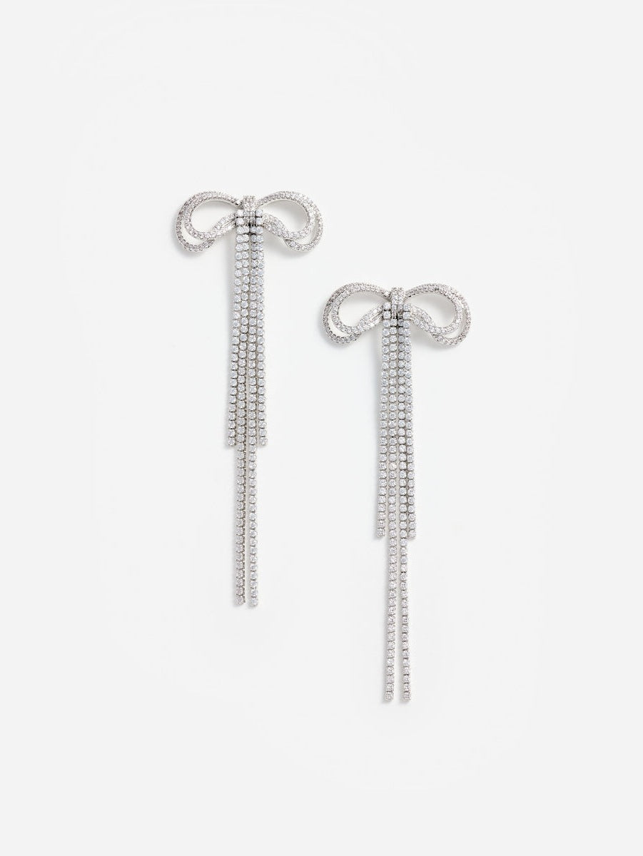 Double crystal bow earrings