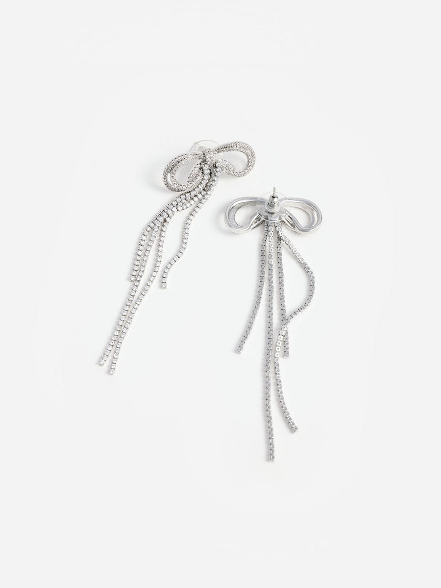 Double crystal bow earrings