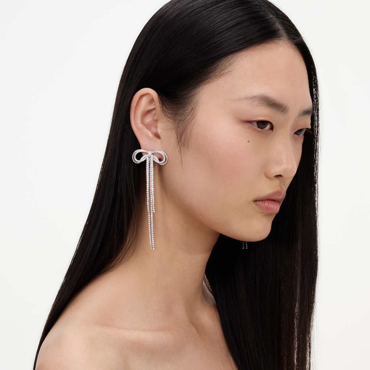 Double crystal bow earrings