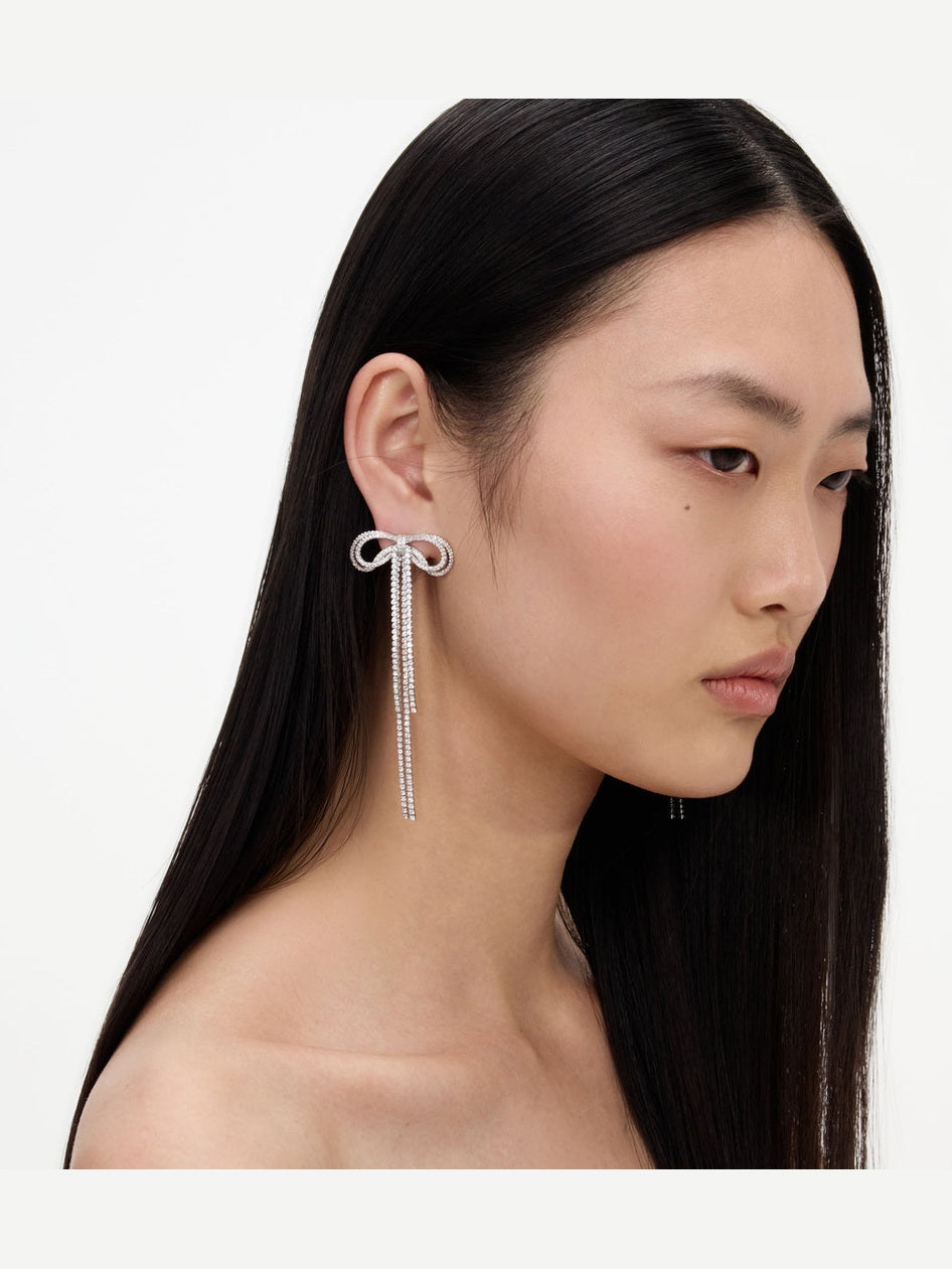 Double crystal bow earrings