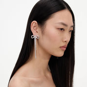 Double crystal bow earrings