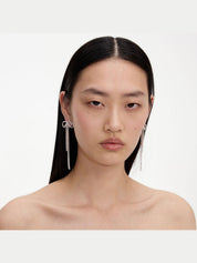 Double crystal bow earrings
