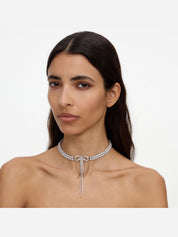 Double crystal bow choker