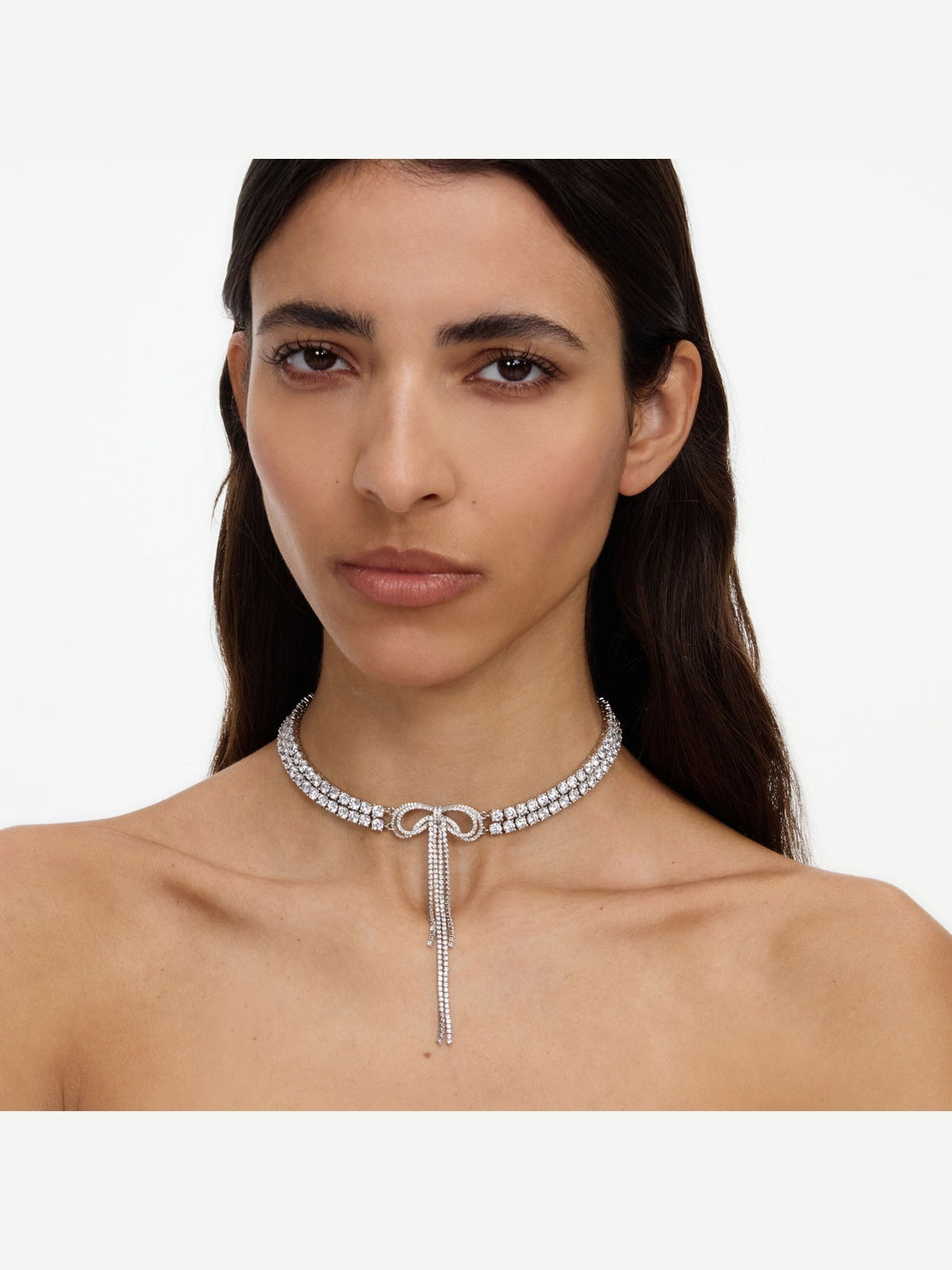 Double crystal bow choker