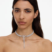 Double crystal bow choker