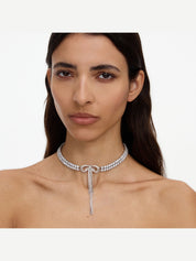 Double crystal bow choker