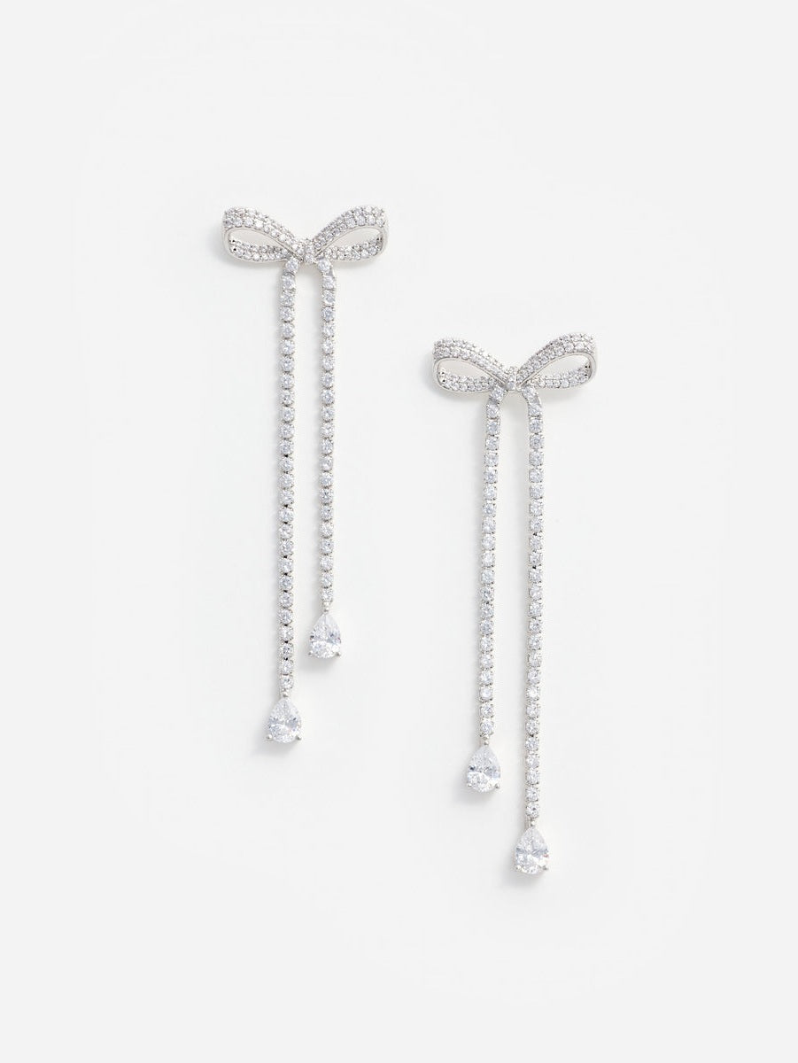 Crystal bow dangle earring