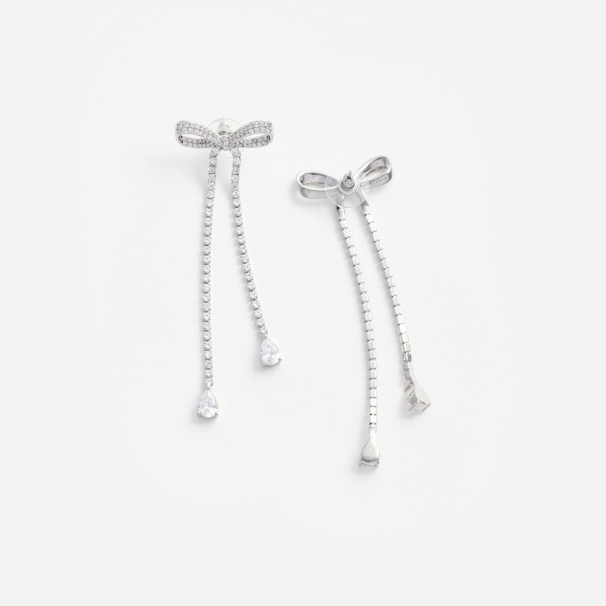 Crystal bow dangle earring