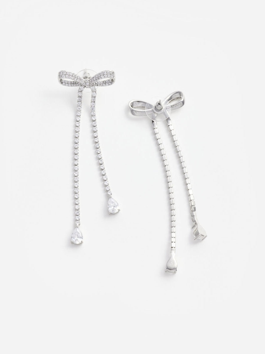 Crystal bow dangle earring